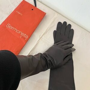 Sermoneta Chocolate Brown Italian Leather Gloves size 7.5.